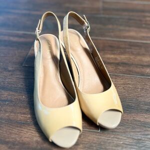 Clarks Women's Beige Peep Toe Slingback Heels
